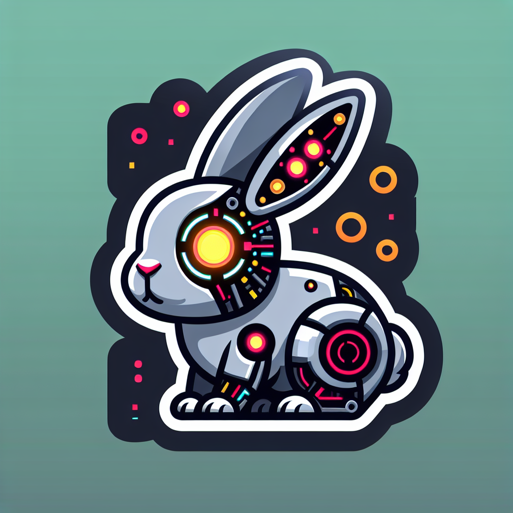 sticker-A rabbit with futuristic cyber elements like LED eyes or mechanical parts-discord stickers-1733096958869